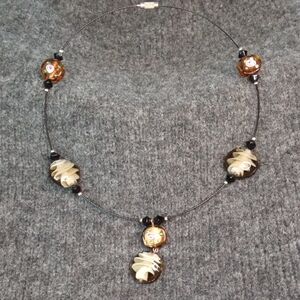 Chic Black and Brown Glass Beaded Choker Necklace